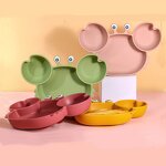Baby Dinner Set - 100% Silicone Crab Tray Spoon Fork BPA-Free