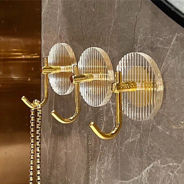 Wall Hooks - Acrylic Single Hanging Gold Silver Decorative Nail Free