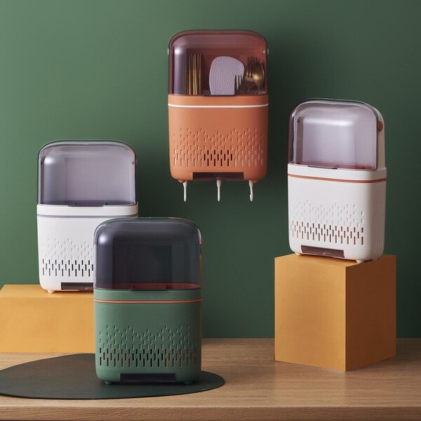 Chopstick Holder - Wall Mounted Double Layer Multifunctional Drain Free