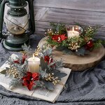 Christmas Wreath - Artificial Red Berry Candle Garland Pine Needle Ring