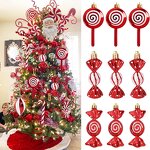 Christmas Tree Ornaments - Lollipop-Shaped Painted Plastic Hanging Pendant
