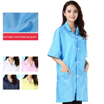 Dust-Free Workwear - Unisex Anti-Static Short Sleeve White Blue Striped