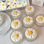 Flower Candles - Small Daisy Style Scented Jar for Holiday Celebrations