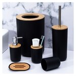 Bathroom Soap Dispenser Set - Premium White Black with Bamboo Pumps
