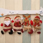 Plush Christmas Ornament - Hanging Doll Snowman Reindeer Bear Santa Claus