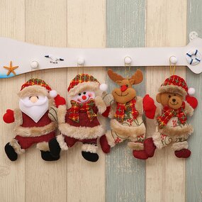 Plush Christmas Ornament - Hanging Doll Snowman Reindeer Bear Santa Claus