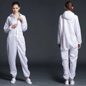 Coveralls - Unisex One-piece Hooded Cleanroom Anti-Static Dust-proof