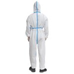 Disposable Suit Manufacturer - In Stock Type 4/5/6 Hooded Microporous Coverall with Hood and Boot Blue Taped Seam
