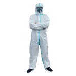 Disposable Suit Manufacturer - In Stock Type 4/5/6 Hooded Microporous Coverall with Hood and Boot Blue Taped Seam