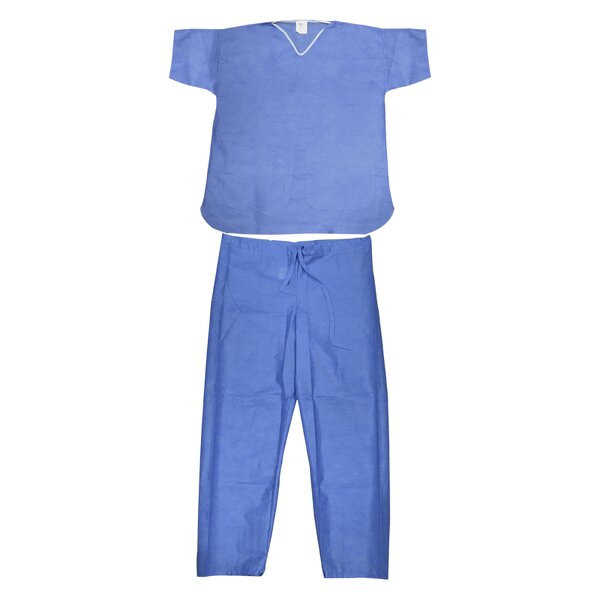 Disposable Scrub Suit Manufacturer - Blue V-Neck Hospital Surgical Suit