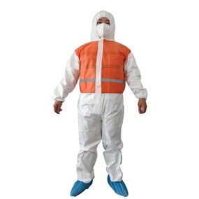 Disposable Coveralls Manufacturer - Breathable Workwear Microporous Ppes Protective Safety Construction Orange with Reflective
