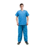Disposable Scrub Suit Manufacturer - Blue V-Neck Hospital Surgical Suit