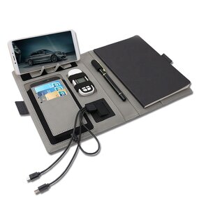 Diary Notebook Manufacturer - Custom A5 PU Agenda with 10W Power Bank Promotional LI-Polymer Battery Features Custom LOGO