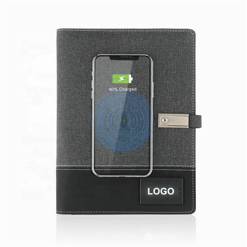 PU Leather Agenda Organizer Manufacturer - A5 Size Built-in Wireless Charger Power Bank for Notebook Diary Planner