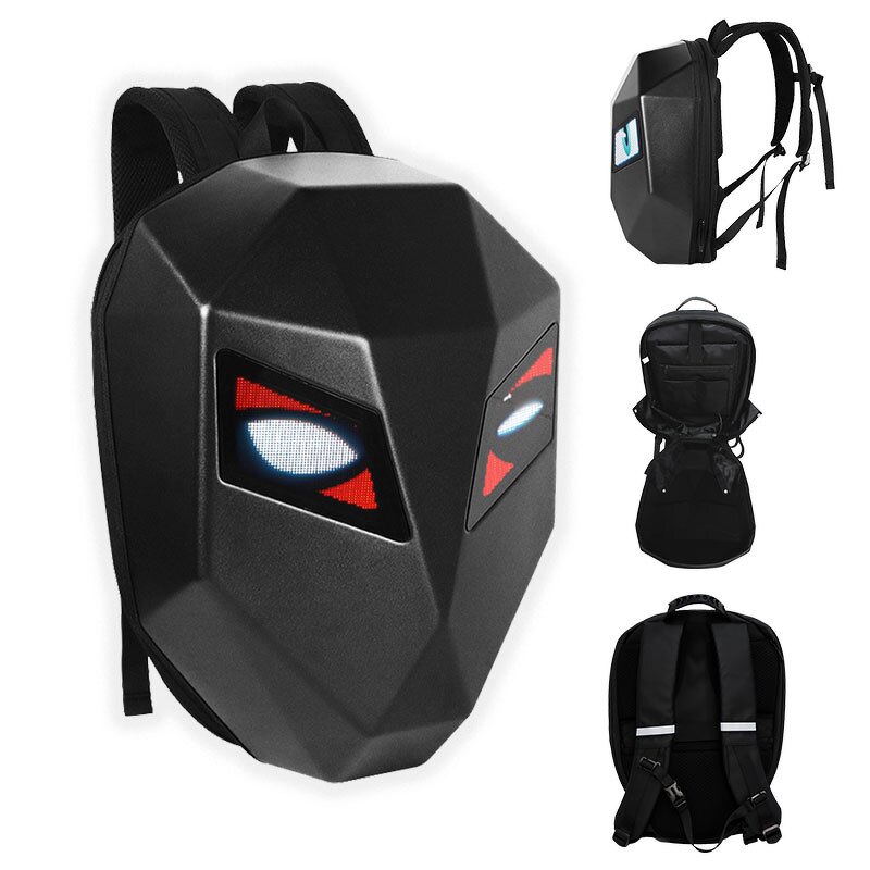 LED Display Backpack Manufacturer - Dynamic Knight Design Waterproof Smart Laptop with LED Lights Hard Shell Motorcycle Use