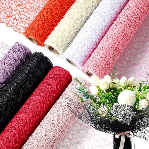 Flower Mesh Roll Manufacturer - Wholesale Gift Wrapping Polyester Korean Jacquard with 31 Colors and Waterproof