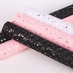 Floral Wrapping Mesh Manufacturer - Korean Style Soft Polyester Gilding Star Moon Net Yarn Bouquet for Gift Packaging