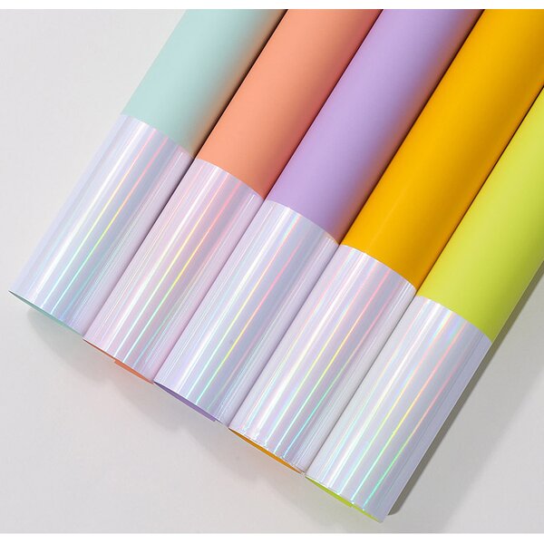 PVC Coated Flower Wrapping Paper Manufacturer - Wholesale 10 Sheets Rainbow Hard Candy Waterproof Florist Supplies for Gift
