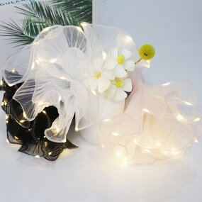 Korean Floral Mesh Wrapping Paper Manufacturer - 28cm x 2m Light Flower Ruffled Yarn for Gift Packaging and Decoration