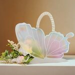 PVC Butterfly Handheld Flower Bag Manufacturer - 2025 New Design Floral Carrier Wrap for Valentine's Day Double Side Coating