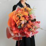 Flower Wrapping Paper Manufacturer - Gold Border Waterproof Double Side Coating for Valentine's Day Gift Bouquet Packaging