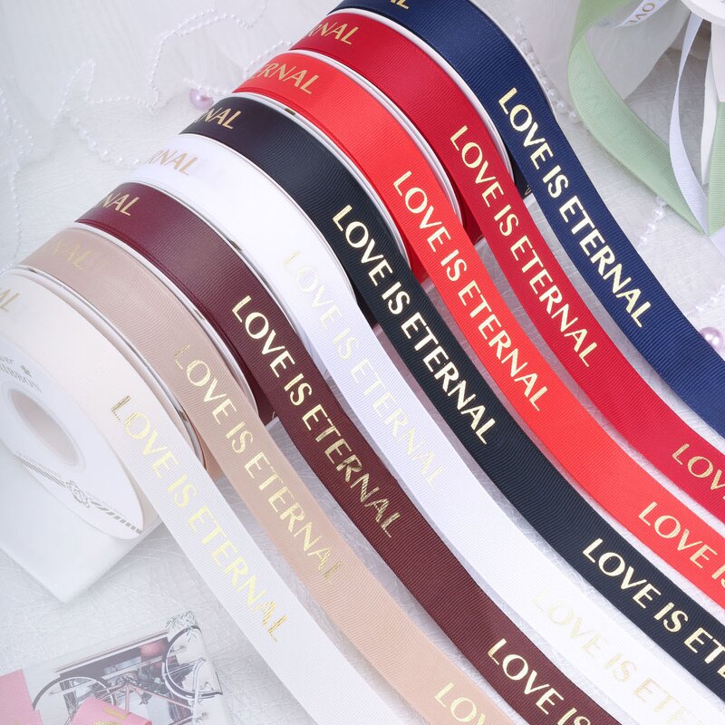 Satin Ribbon Roll Manufacturer - Wholesale 2.5cm*40Yard Love Is Eternal Floral Polyester Customized Gift Silk for Valentine's