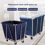 Hotel Cleaning Work Cart Manufacturer - Detachable Stainless Steel Conical Linen Cart with Handcart for Janitorial Use