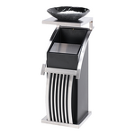 Trash Bin Manufacturer - Titanium Stainless Steel Square with Ashtray for Lobby Hallway Hotel Mall Indoor Public Area Smoking Solution