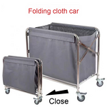 Linen Cart Manufacturer - Hotel Stainless Steel Folding Trolley Hand-Pushed Cleaning Service for Guest Room Entrance
