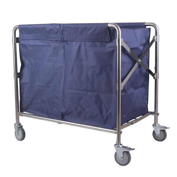 Bed Sheet Handcart Manufacturer - Commercial Hotel Foldable Stainless Steel Linen Trolley for Housekeeping and Laundry Collection