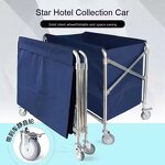 Bed Sheet Collection Cart Manufacturer - Mobile Folding Stainless Steel Linen Trolley for Hotel Housekeeping and Cleaning Use