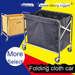 Linen Cart Manufacturer - Stainless Steel Folding Collection Trolley for Hotel Guest Rooms Workspaces and Car Service Cleaning Needs