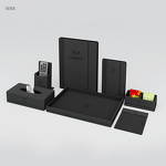 Leather Hotel Amenities Set Manufacturer - High-End Eco Tissue Box Trash Can Memo Tray Direct Factory Supply