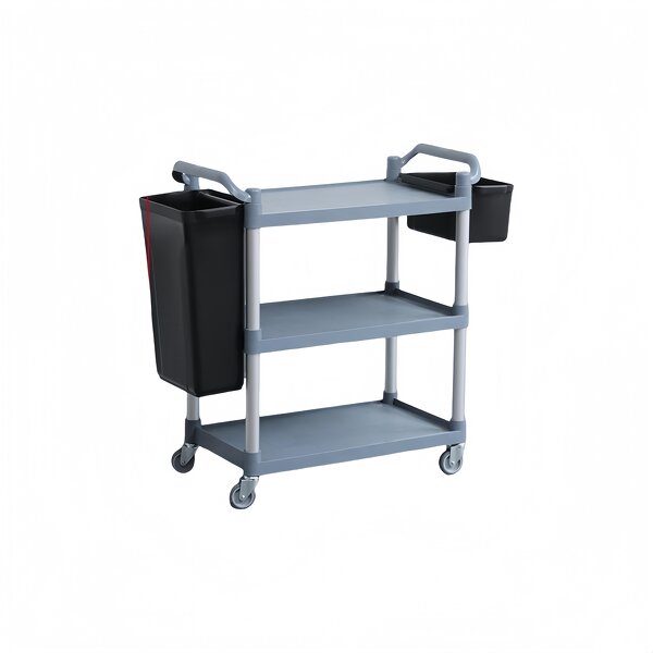 Restaurant Car Manufacturer - Three Deck Plastic Commercial Service Mobile Food Carts Foodtruck Black Three-layer Plastic Dining Car