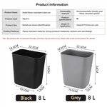 Trash Cans Manufacturer - Thickened Plastic Narrow Rectangular Flame-retardant Lidless for Hotels Guest Rooms Bathrooms Household Use