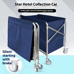 Linen Cart Manufacturer - Stainless Steel Folding Collection Trolley for Hotel Guest Rooms Workspaces and Car Service Cleaning Needs