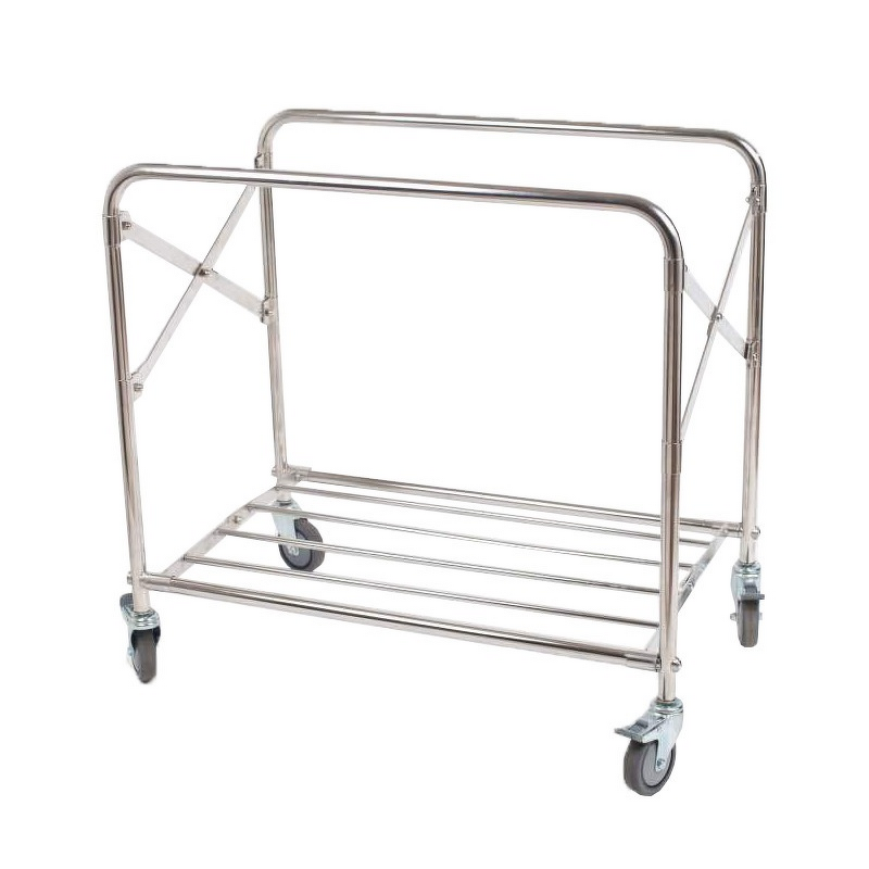 Linen Cart Manufacturer - Stainless Steel Folding Collection Trolley for Hotel Guest Rooms Workspaces and Car Service Cleaning Needs