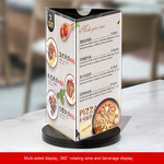 Table Card Display Stand Manufacturer - Three-Sided Rotating Eco-Friendly A4A5 Dining Table Stand 3mm for Wine Card Price List Advertising