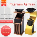 Trash Bin Manufacturer - Titanium Stainless Steel Square with Ashtray for Lobby Hallway Hotel Mall Indoor Public Area Smoking Solution