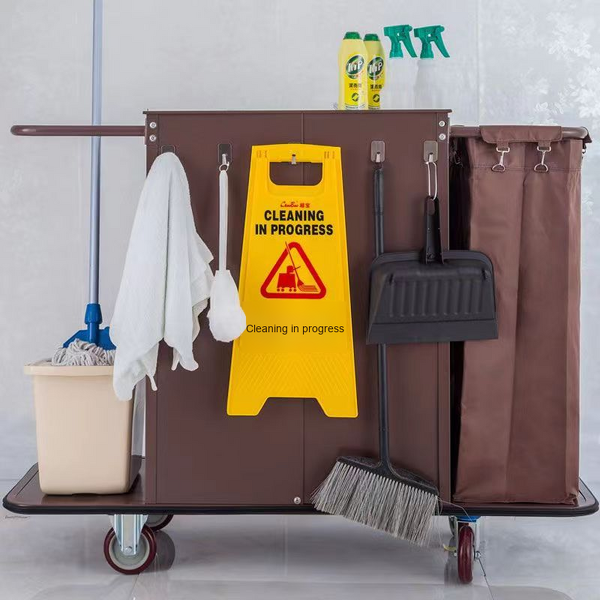 Linen Work Cart Manufacturer - Hotel Room Multifunctional Plastic with Cloth Bag Push Hygiene Service Cart for Guests Cleaning Carts
