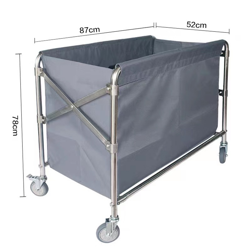 Linen Cart Manufacturer - Hotel Stainless Steel Folding Trolley Hand-Pushed Cleaning Service for Guest Room Entrance