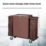Hotel Linen Cart Manufacturer - Dual-Sided Metal Double-Sided Room Entrance Cart with Door Cover Hand-Pushed Guesthouse Cleaning