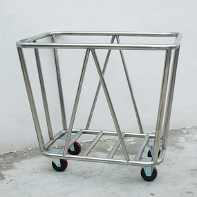 Linen Cart Manufacturer - Thickened Conical Stainless Steel Disassembly Assembly Collection Cart for Hotel Restaurant Guest Room Laundry