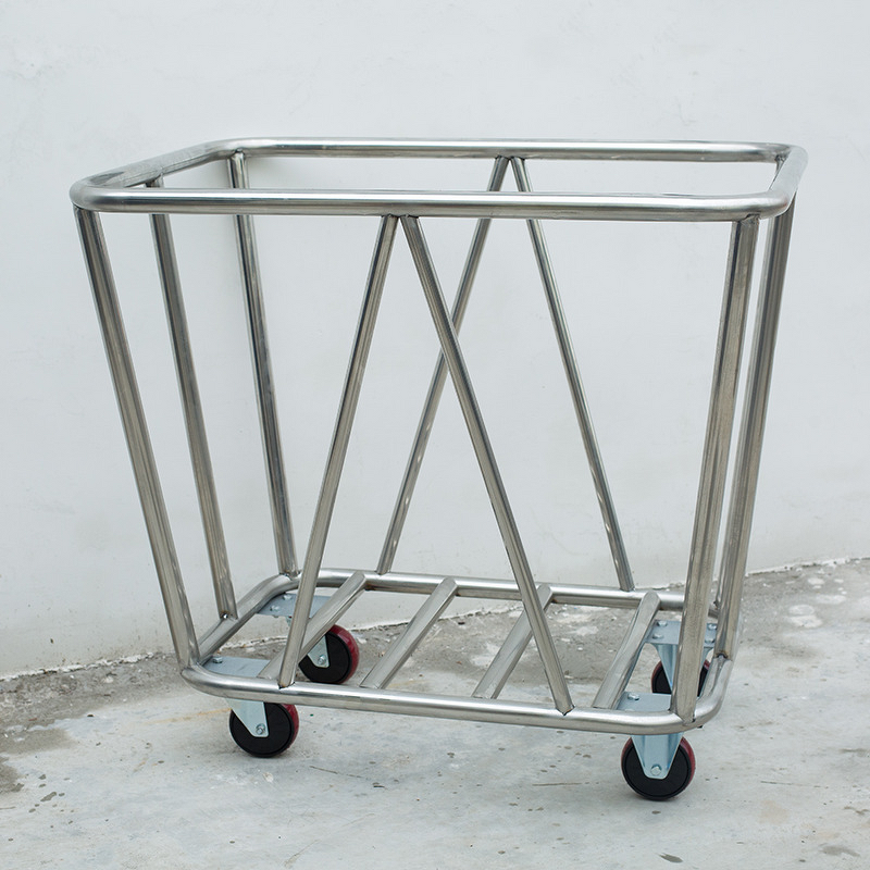 Linen Cart Manufacturer - Thickened Conical Stainless Steel Disassembly Assembly Collection Cart for Hotel Restaurant Guest Room Laundry