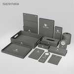 Leather Hotel Amenities Set Manufacturer - High-End Eco Tissue Box Trash Can Memo Tray Direct Factory Supply