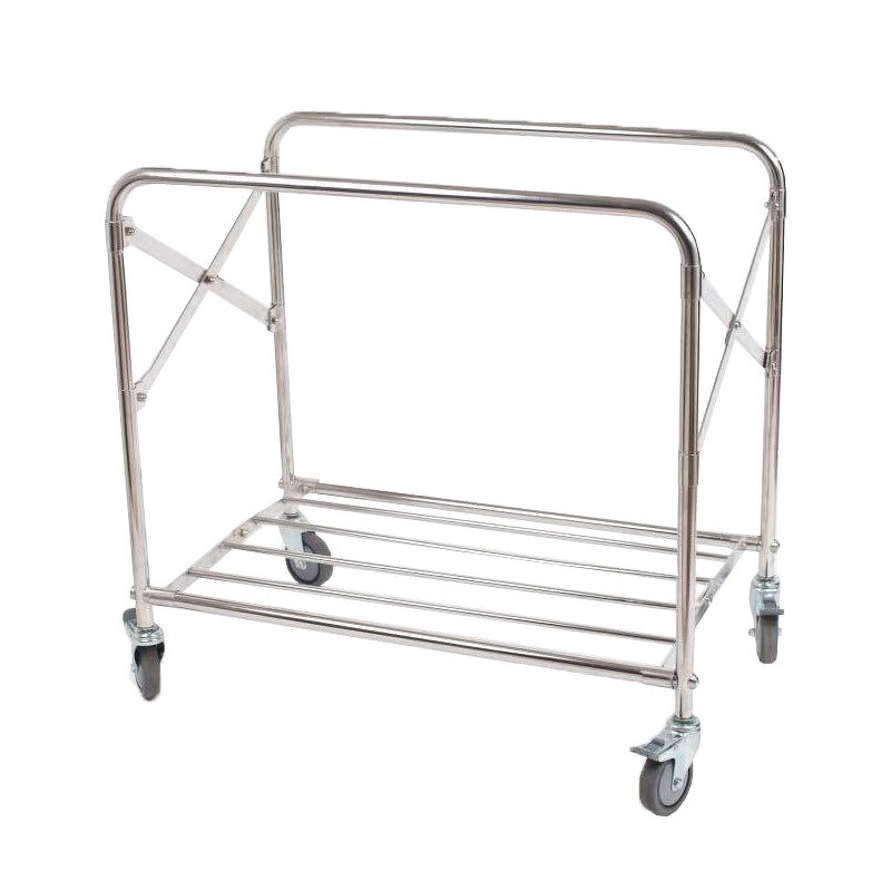 Bed Sheet Collection Cart Manufacturer - Mobile Folding Stainless Steel Linen Trolley for Hotel Housekeeping and Cleaning Use