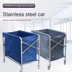 Bed Sheet Handcart Manufacturer - Commercial Hotel Foldable Stainless Steel Linen Trolley for Housekeeping and Laundry Collection
