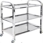 Handcart Manufacturer - Restaurant Catering Service Stainless Steel Three-layer Wholesale Kitchen Commercial Detachable Wine Beverage Delivery