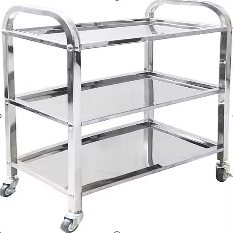 Handcart Manufacturer - Restaurant Catering Service Stainless Steel Three-layer Wholesale Kitchen Commercial Detachable Wine Beverage Delivery