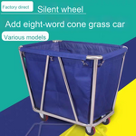 Hotel Cleaning Work Cart Manufacturer - Detachable Stainless Steel Conical Linen Cart with Handcart for Janitorial Use